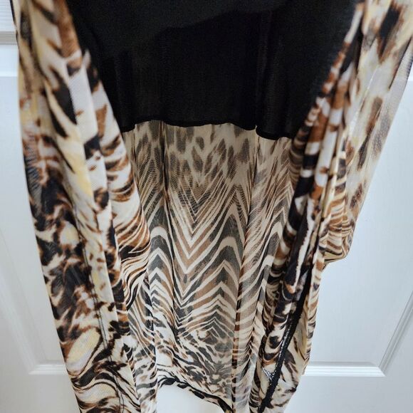ECI Dress Size Large Animal Print Maxi Blouson Stretch Waist Sheer Lined Flowy - Picture 9 of 11